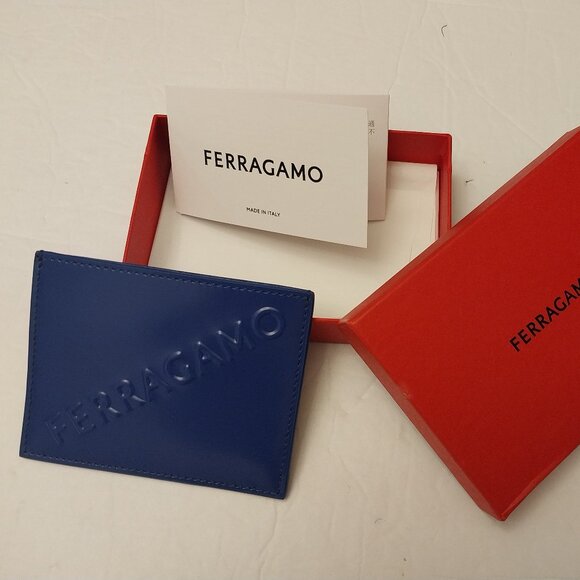 Ferragamo Leather Card Holder Lapis Blue - Picture 5 of 5